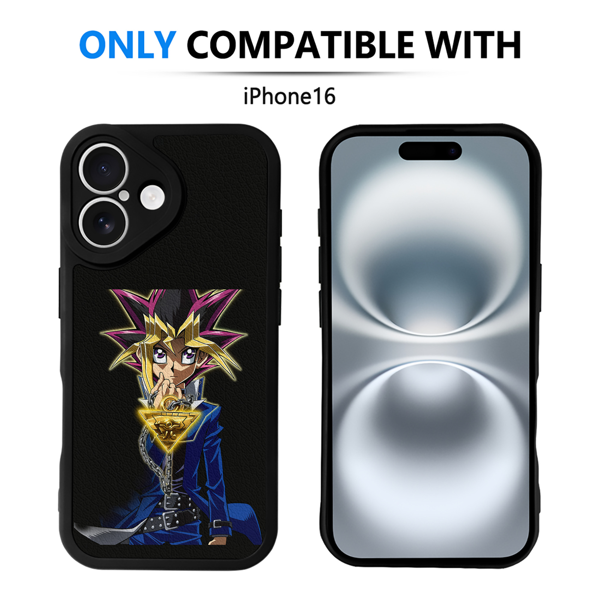 （画像用） 遊☆戯☆王 Yu-Gi-Oh! 【iPhone 16シリーズ対応】シリコンスマホケース（レザー調） 材質：シリコン